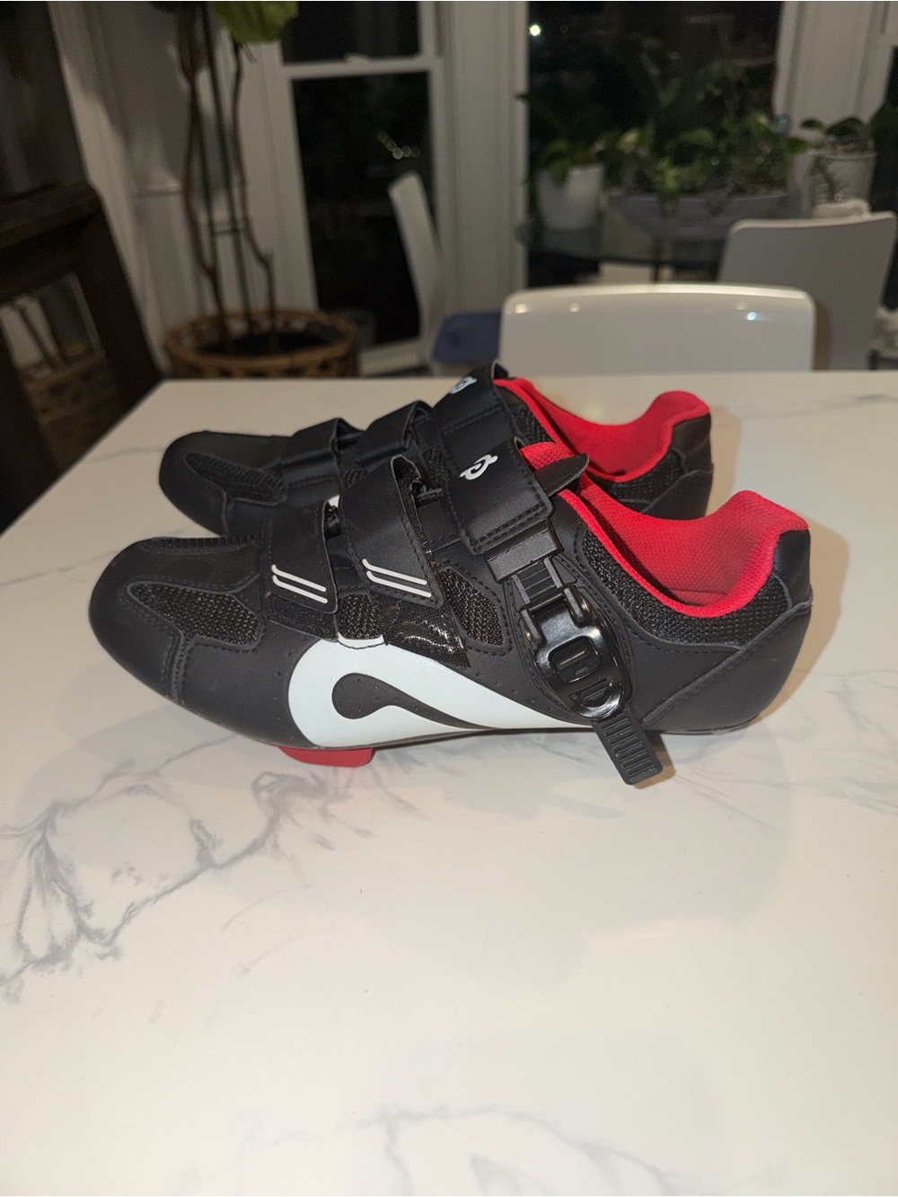 Peloton Black and Red Men's Cycling Shoes with White Accents